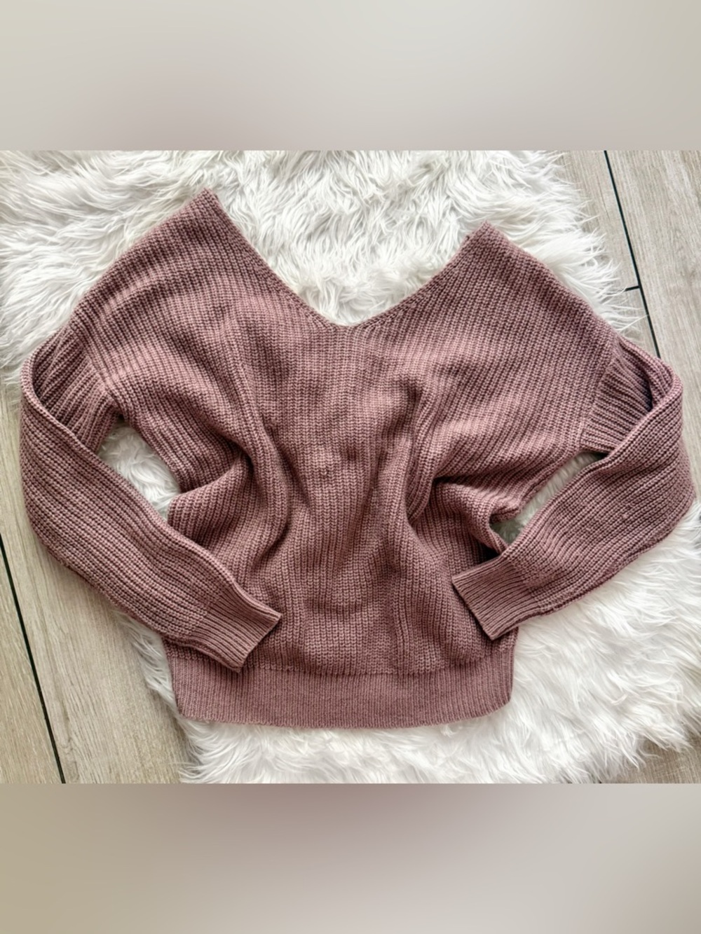 Love Tree Off-the-Shoulder Dusty Rose Sweater